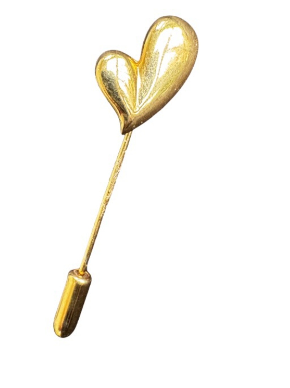 Vintage Gold Tone Heart Stick Pin Hat Pin Lapel Pin